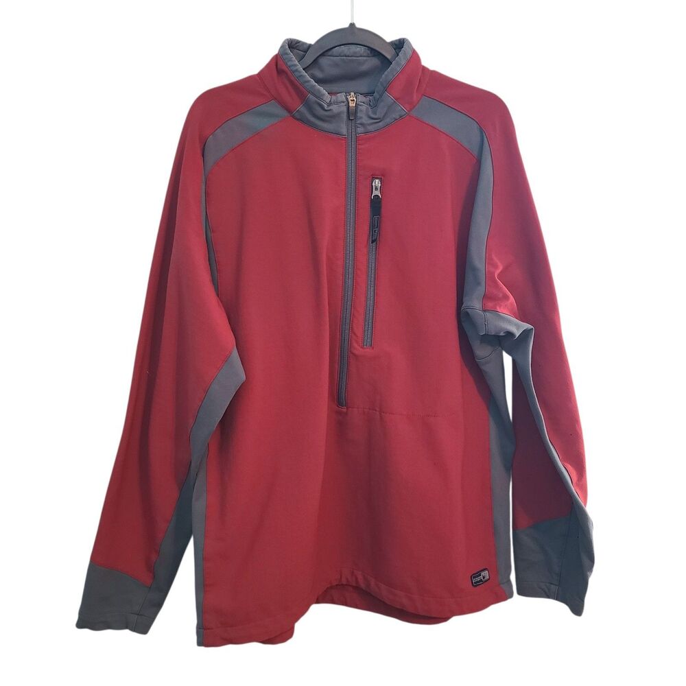 REI Softshell Pullover Jacket 1/2 Zip Red Gray Outdoor Hiking Camping Unisex